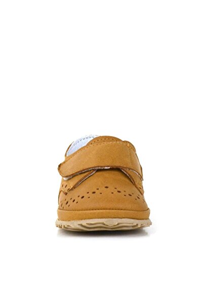 hapshoe Genuine Leather Tan Velcro Baby Booties