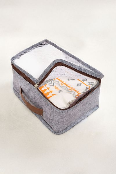 Milenay 6 Piece Suitcase Organizer Set with Leather Handles - Luxury Gray Color