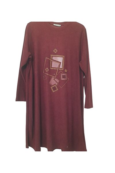 GGMM Velvet Stone Print Leather Detail Tunic
