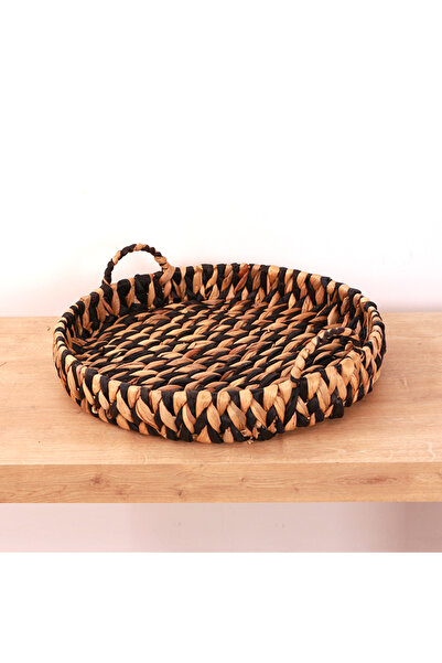 Mylamp صينية صفير الماء صغيرة الحجم مزخرفة باللون الأسود والطبيعي مقاس 41 × 5 سم