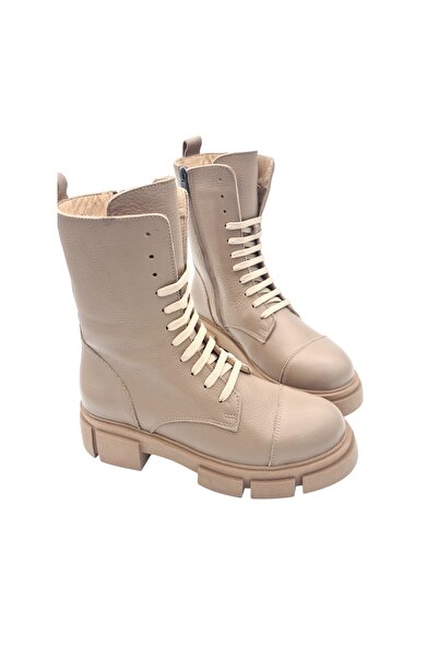 aayak&kabımofficial Hakiki Deri Taba Bağcıklı Ve Fermuarlı Kadın Bot