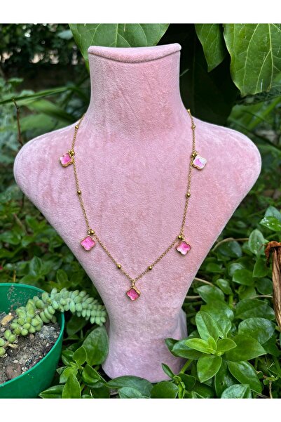 derokas Stainless Steel Shiny Ball Beaded Lucky Clover Necklace
