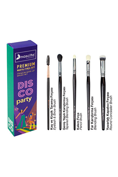 nascita Premium En Sevilen Disco Party 5'li Göz Makyaj Fırça Seti NASBRUSHSET...