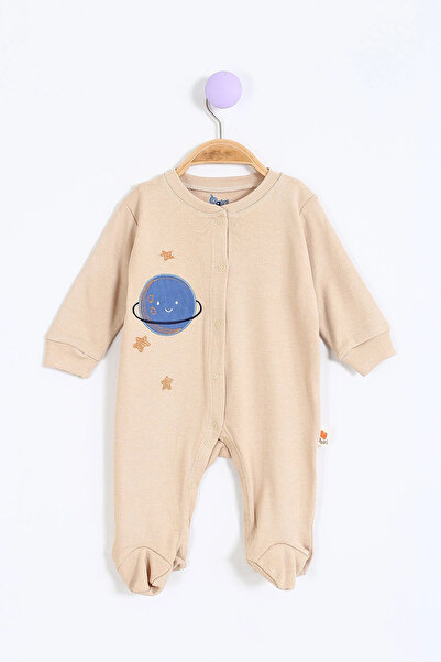 MAİBELLA Sevimli Gezegen Desenli Çıtçıtlı %100 Pamuklu Yumuşak Uzun Kollu Kış...