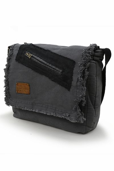 Old Cotton Cargo 7136 Robbie Grey 14 ιντσών Laptop Daily Shoulder School Travel Vintage βαμβακερή τσάντα από καμβά