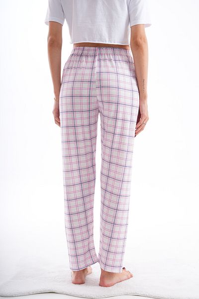 Arvin Pijama Γυναικείο ροζ καρό εμπριμέ βαμβακερό χαλαρωτικό πάτο πιτζάμα