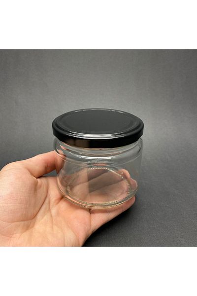 Paşabahçe 10 Pieces 330 Cc Glass Magnolia Jar with Black Lid