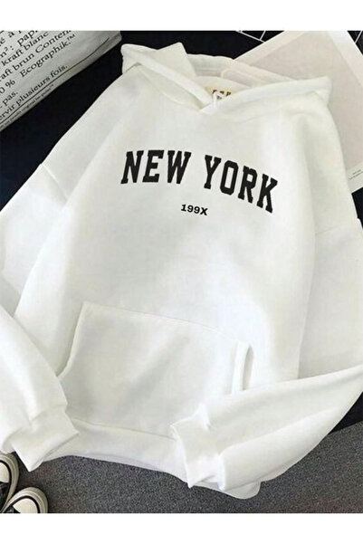 kenoger Hanorac unisex oversize/confortabil cu imprimeu New York, de bază, gr...