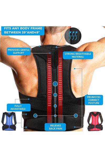 AnkaWood Black Unisex Double Underwire - Orthopedic Waist Back Shoulder Corset