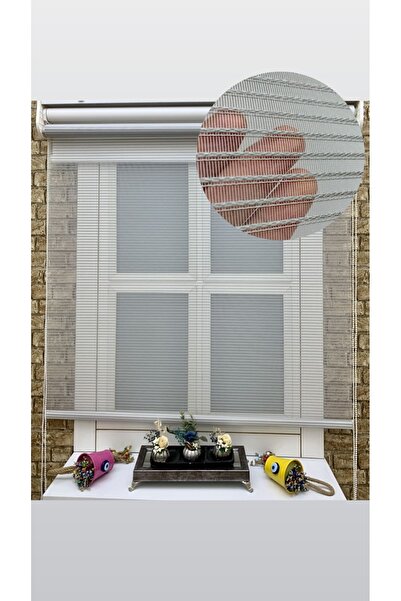 PLISED HOME Yeni Sezon Çift Mekanizmalı Tül Stor Perde Boncuklu