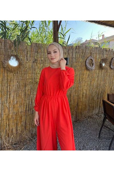 Puane Elastic Waist Jumpsuit - Orange