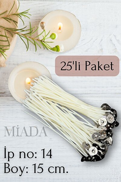 Genel Markalar 25li Hazır Kopçalı Sehpalı Kalın Mum Fitili 15cm ip No:14 Mum ...