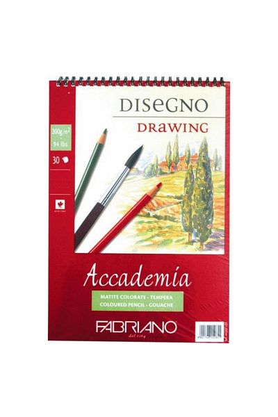 Fabriano Accademia, Natural Textured White, Spiral Block (Disegno), 200Gr., 14.8X21Cm