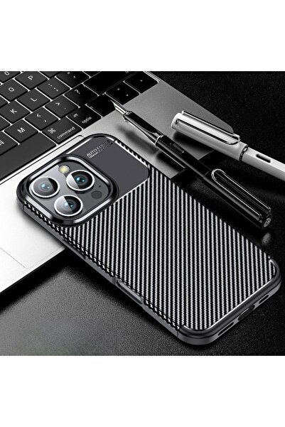 Rivor Apple iPhone 16 Pro İçin Uyumlu Kılıf Kamera Korumalı Darbe Emici Karbo...