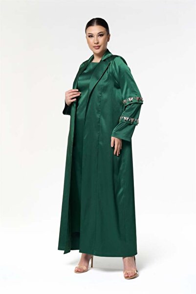 YAFA CLOTHING & ACCESSORIES Φόρεμα Abaya με πέτρες στα μανίκια πράσινο