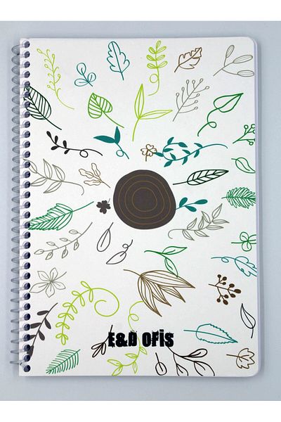 E&D OFİS E&d Ofis A5 80yp Spiral Plain School Notebook - Leaves
