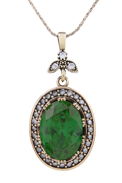 Beyisa Halime Sultan Serisi Yeşil Yeşim Renkli Taşlı Otantik Gümüş Kadın Kolye