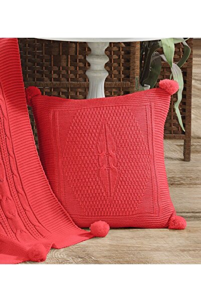 DOUX HOME Triko Örgü Kırlent Kılıfı Yastık Kılıfı 45 X 45 (NAR)
