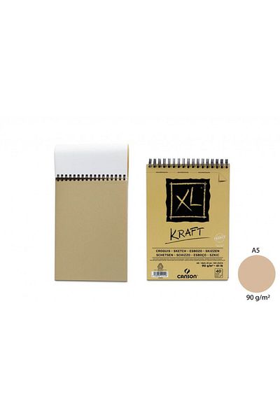 Canson Xl Kraft Notebook Spiral 40 pages A5 90gr Brun