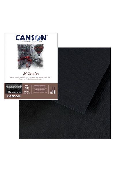 Canson Mi Teıntes Drawing Notebook Black Tone 160gr 24x32cm 20 Sheets