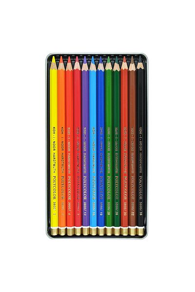 Koh-i Noor Set of 12 Polycolor Curoured Pencils - Metal Box N:3822