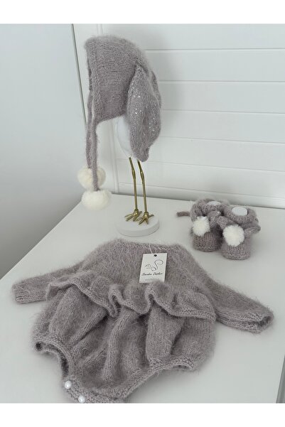 Sincabın Düşleri Welcome Baby Newborn Baby Gift Box Set Hand-Knitted Overalls...