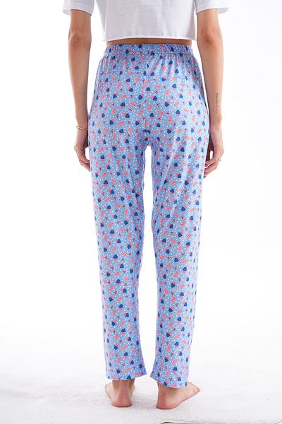 Arvin Pijama Pantaloni de pijama Marla de culoare albastră imprimați cu înghețată cu textura moale