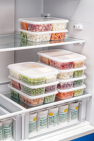 Milenay Refrigerator Storage Organizer with Lid, Suitable for Microwave and Freezer, 6 Pieces 1000ml
