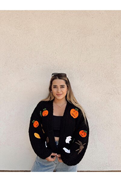mihal boutique Black Haloween Cardigan