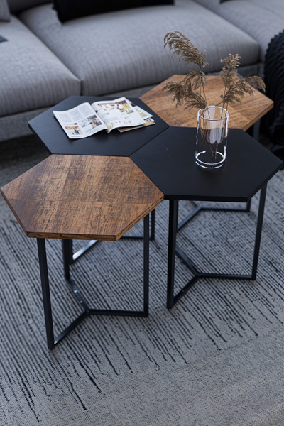 KODIGU HEXA - Triad Orta Sehpa 4'lü Modül (45x45x45 Tek Modül Ölçüsü)