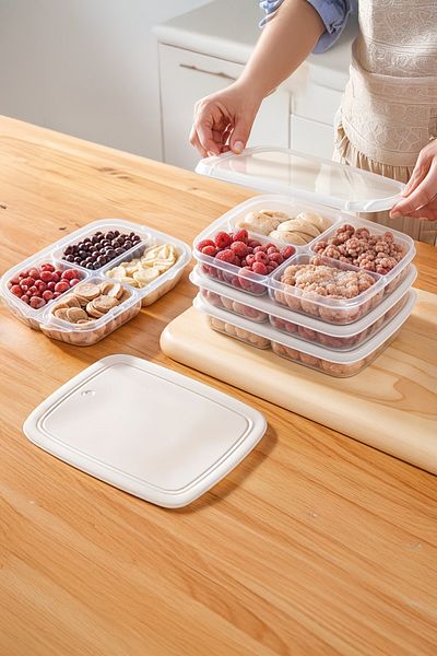 Milenay Refrigerator Storage Organizer with Lid, Suitable for Microwave and Freezer, 12 Pieces 400ml