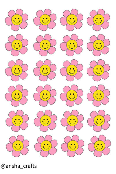 ANSHA CRAFTS مجموعة ملصقات "زهرة - شارة - وجه مبتسم" منقوشة مكونة من 79 ملصقً...