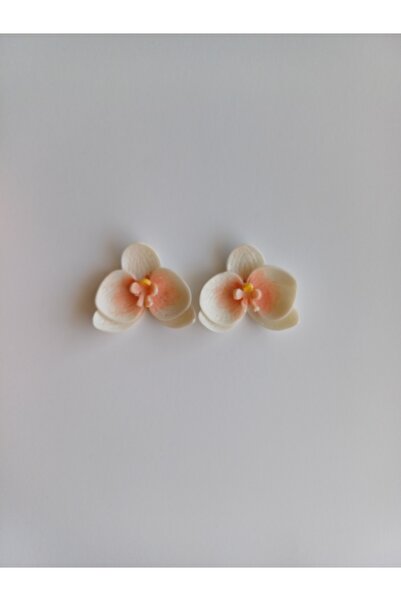 CREATİVESHOP Beyaz Orkide Küpe,Çiçekli Kil Küpe, Zarif Küpe Seti,Yaz Küpeleri