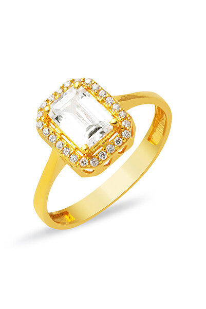 Bilezikci Kalp 22 Ayar Baget Taşlı Altın Yüzük