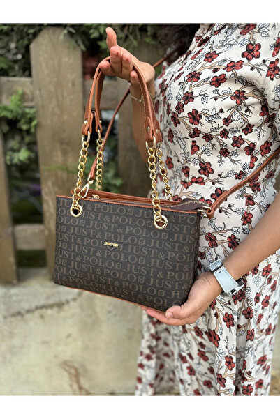 Just Polo حقيبة يد وكتف نسائية باللون البني الجملي للموسم الجديد