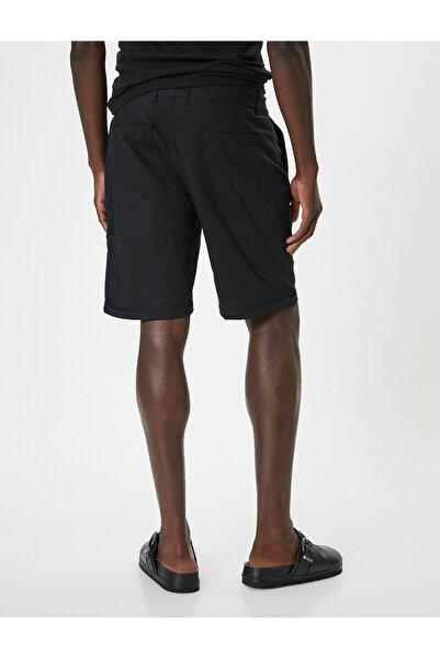 Koton Bermuda Şort Chino Cepli Paça Detaylı Keten Karışımlı