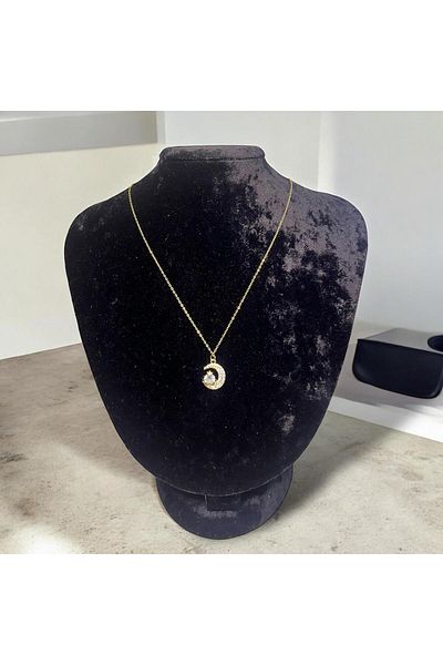 Mog Concept Stainless Anti-Tarnish Gold Color Glowing My Night Transparent Rhinestone Steel Necklace