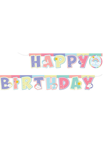 Adana Pasta Malzemeleri Rainbow cloud happy birthday banner 2.10 mt