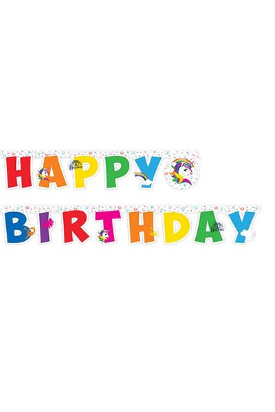 BalonEvi Rainbow Unicorn Happy Birthday Banner (2,10m)