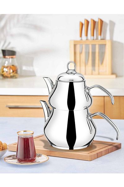 YUNUSOĞLU HOME 304 Quality Large Size Steel Teapot for Family