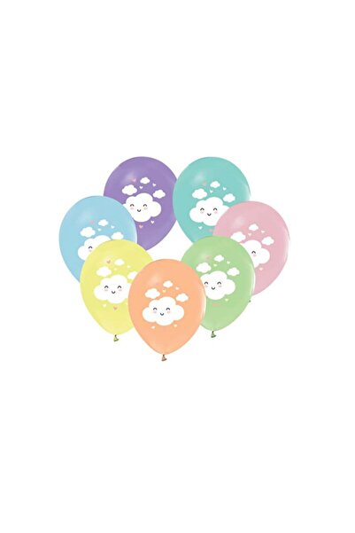 Adana Pasta Malzemeleri Balloons Rainbow Cloud Printed Mixed 10 Pieces