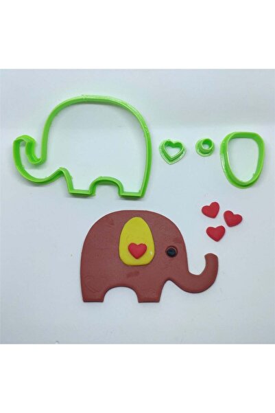 Adana Pasta Malzemeleri قالب كوكيز على شكل فيل لطيف مع قلوب
