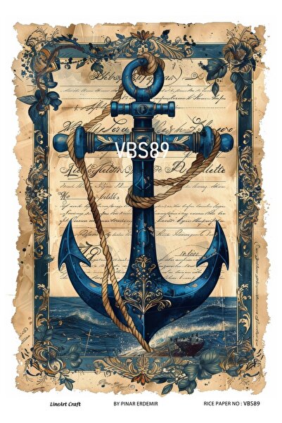 LİNEART Lacivert,Çapa,Deseni VBS Serisi Pirinc Dekopaj Kagıdı  29X42cm No:VBS89