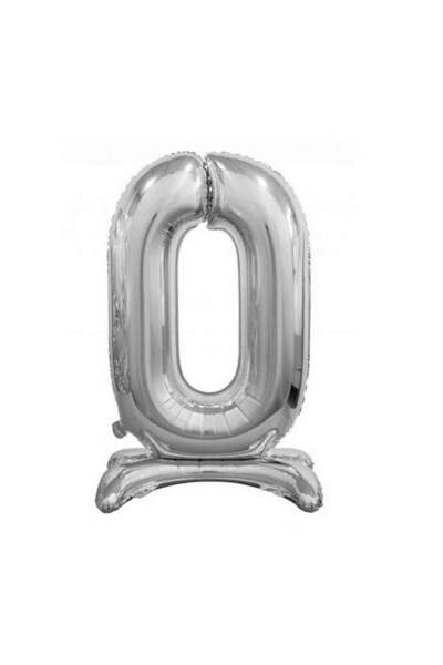 Adana Pasta Malzemeleri 0 Footed Number Foil Balloon Silver 32 Inch