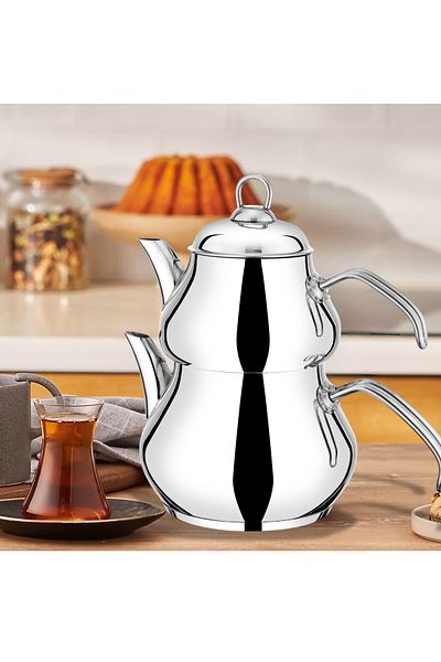 YUNUSOĞLU HOME 304 Quality Large Size Steel Teapot for Family
