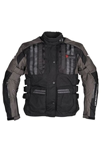 VENOM Tourex Dört Mevsim Siyah/gri Motosiklet Montu