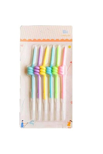 Adana Pasta Malzemeleri MAKARON RENKLİ KIVRIMLI MUM 6 ADET