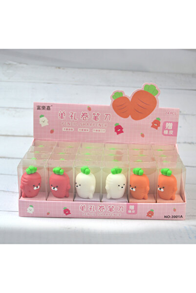 Adana Pasta Malzemeleri SEVİMLİ HAVUÇLAR SİLİKON KALEMTRAŞ VE SİLGİ 3901A