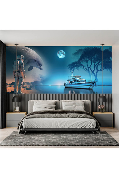 Home Gece astronot ve yunus poster duvar kağıdı