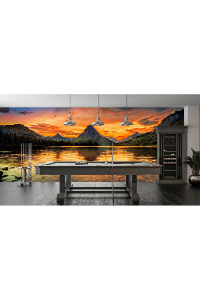 Home Dağlarda gölde gün batımı poster duvar kağıdı